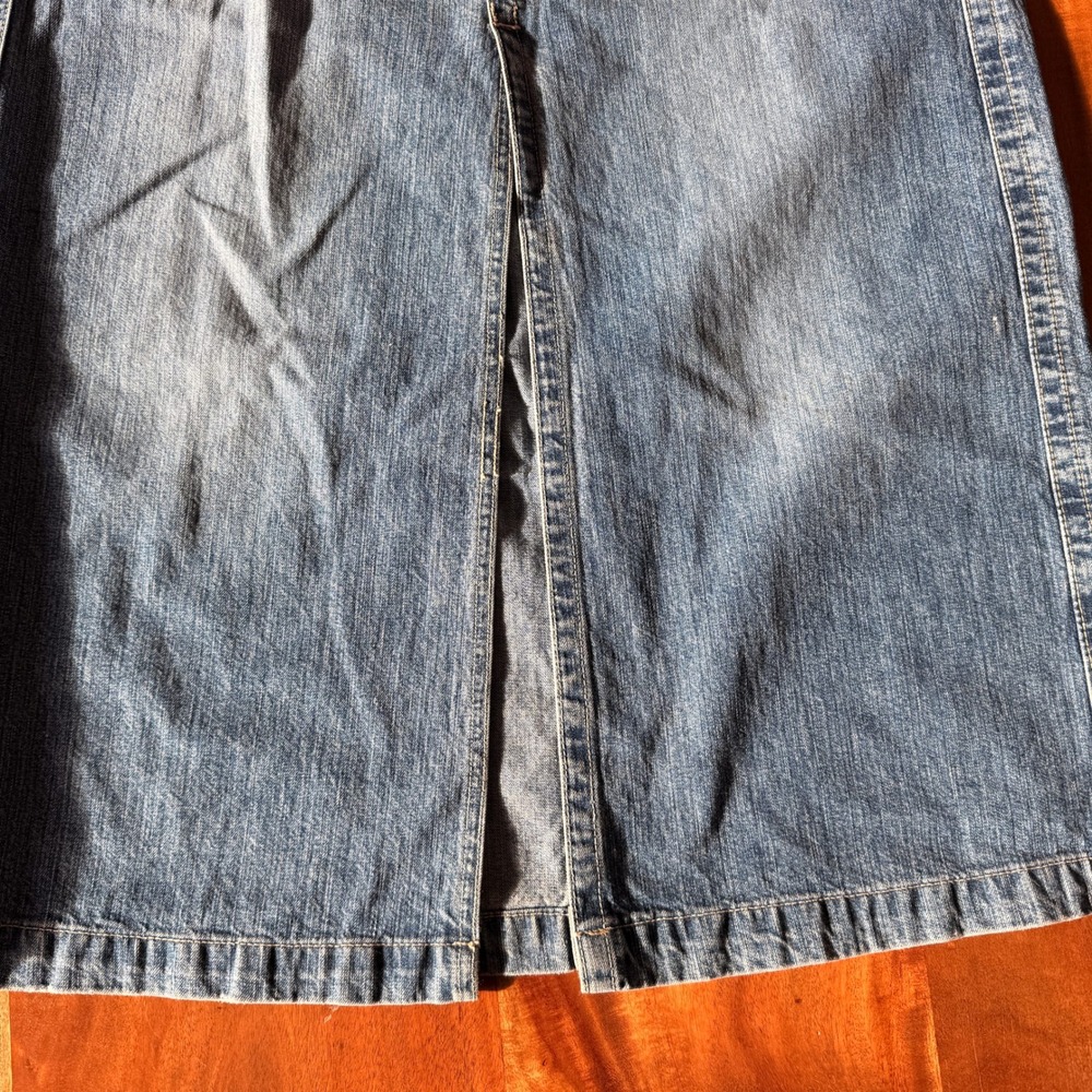 Vintage Hydraulic Women's Long Blue Denim Split Front Skirt Size 13/14‎ - Picture 2 of 8